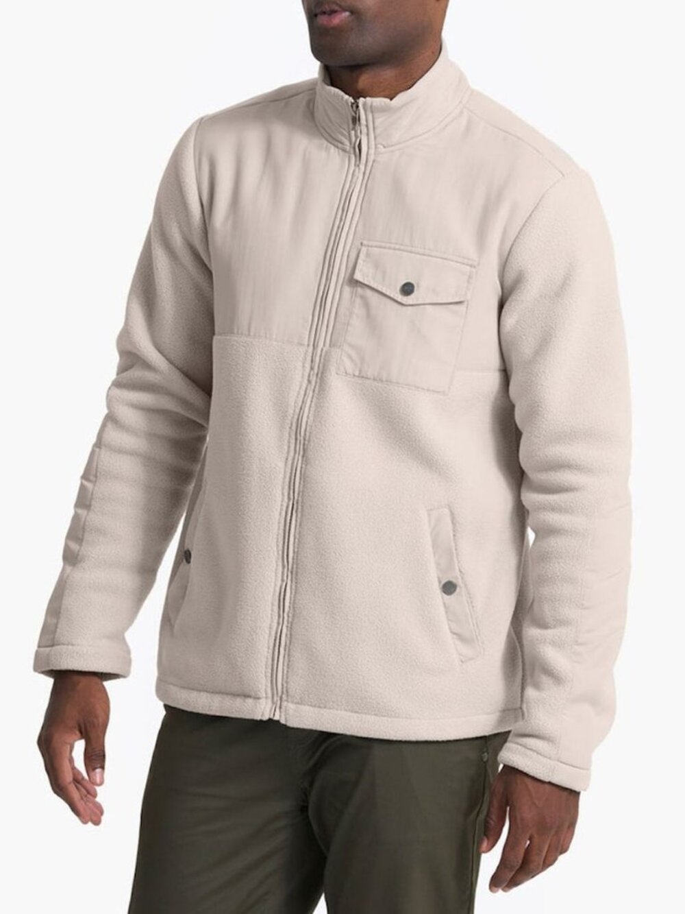 Vuori Men's M Morrow Sherpa Jacket Dark Salt White Fleece Full Zip $188 Travel
